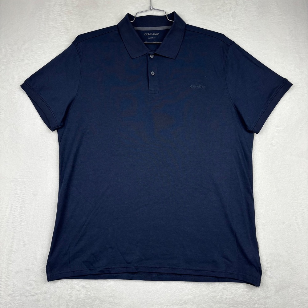Calvin Klein Mens Liquid Touch Polo Shirt Navy Blue Large CA6-31